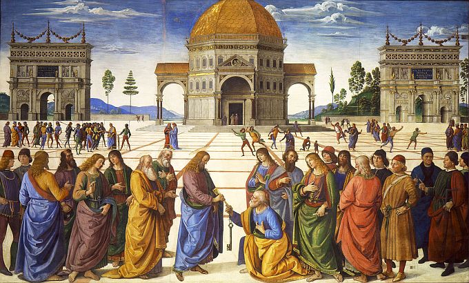 Perugino, entrega de las llaves a San Pedro